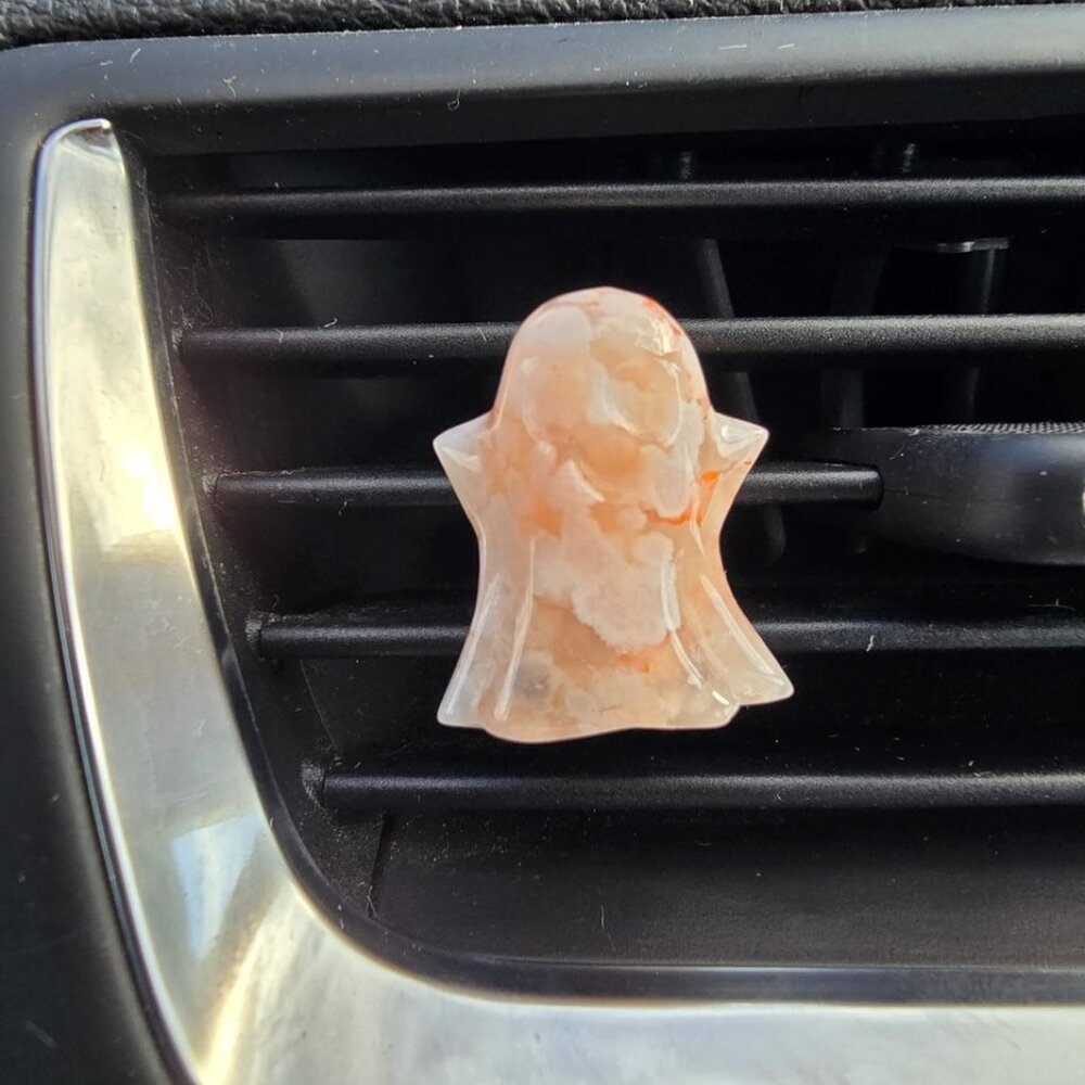 Flower Agate Ghost Crystal Car Vent Clip